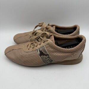 Cole Haan Grand.OS‎ Sneakers Womens 9B Tan Perforated Leather Snakeskin D44040